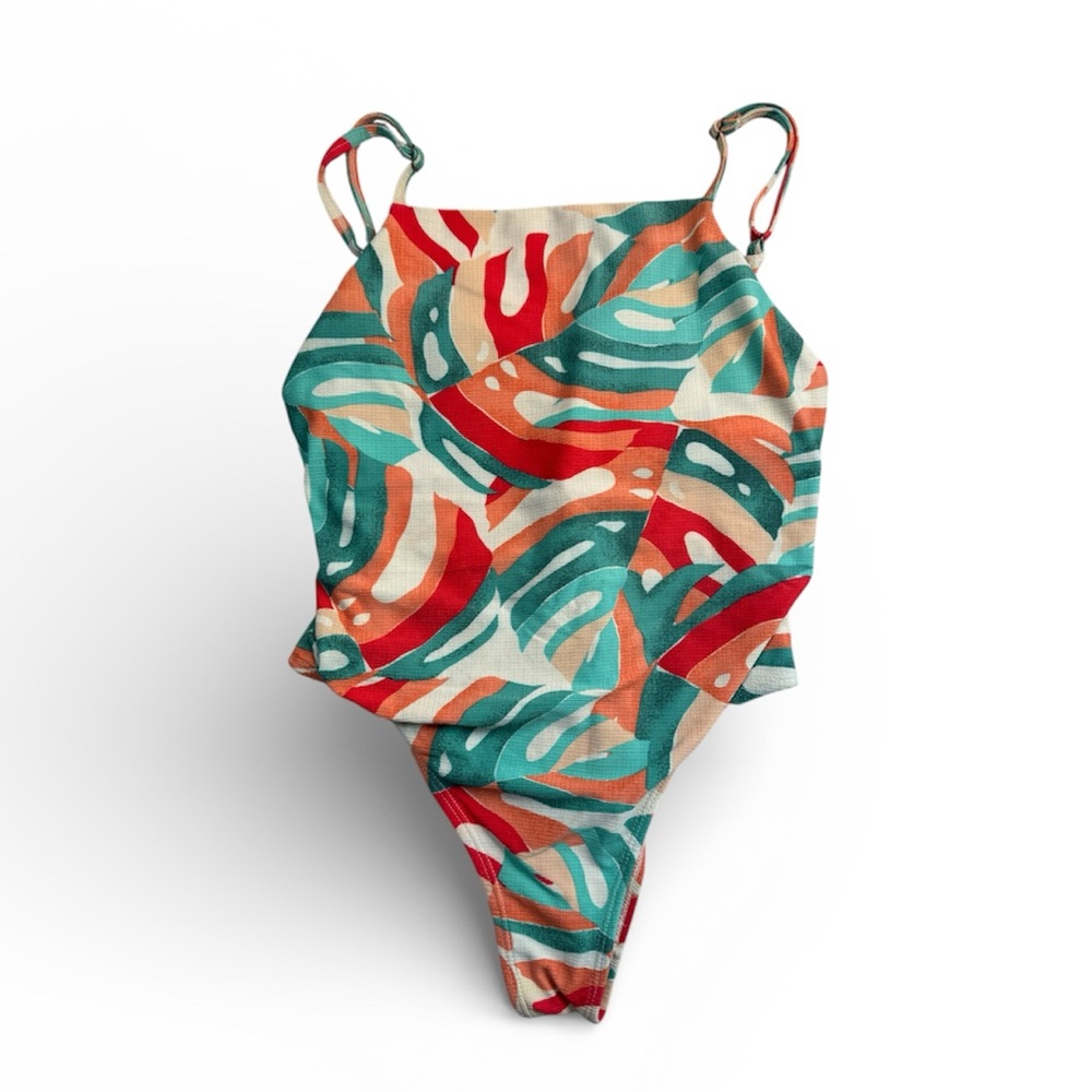 Bossa Nossa Tropical Monstera Leaf One Piece Swimsuit Medium